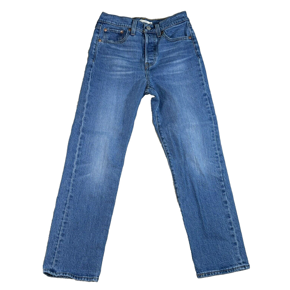 Levis Wedgie Straight Jeans Boys size 25X26(24X25) Blue‎ Denim Button Up